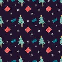 Winter and Christmas Themed Seamless Pattern. Christmas background. Christmas wrapping paper design vector