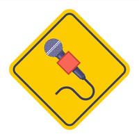 old microphone of a TV presenter who takes an interview. vector