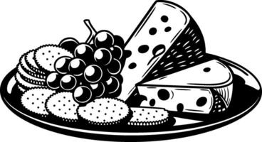 Cheese Grape Cracker Platter Illustration for Culinary Design and Food Packaging vector