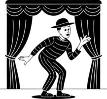 Classic Mime Performing on Stage Behind Curtains Art vector