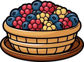 Colorful Mixed Berry Basket Illustration for Culinary and Healthy Food Concepts vector