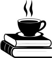 Coffee Cup on Stacked Books Illustration for Cozy Reading and Relaxation vector