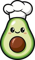 Cute Avocado Chef Cartoon with Smiling Face Illustration vector