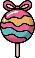Colorful Lollipop Illustration with Wavy Stripes and Bow Design vector