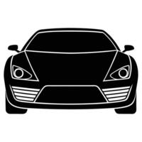 Sports Car Front View Silhouette on White Background vector