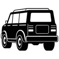 SUV Back View Silhouette on White Background vector