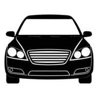 Sedan Front View Silhouette on White Background vector
