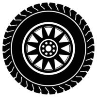 Off-Road Vehicle Wheel Silhouette on White Background vector