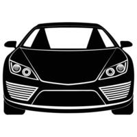 Luxury Car Front View Silhouette on White Background vector