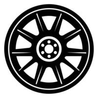 Mini Van Wheel Silhouette on White Background vector