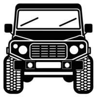 Off-Road Vehicle Front View Silhouette on White Background vector