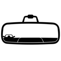Convertible Rearview Mirror Silhouette on White Background vector