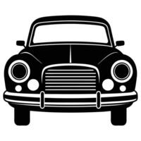 Vintage Car Front View Silhouette on White Background vector