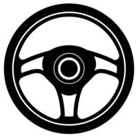 Sedan Steering Wheel Silhouette on White Background vector