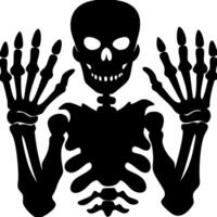 Black Skeleton Silhouette with Raised Hands for Halloween Themes vector