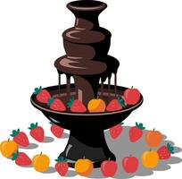 Chocolate Fountain with Strawberries and Apples Illustration for Dessert Presentations vector