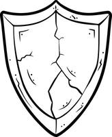 Illustration of Cracked Shield Symbolizing Vulnerability and Protection vector