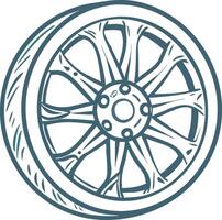 Illustration of Car Wheel with Modern Alloy Rim Design for Automotive Use vector