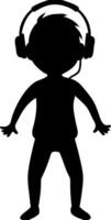 Silhouette of Child Wearing Headphones Music Listening Concept Art vector