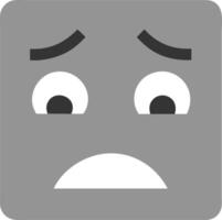 Sad Gray Square Face Cartoon Emoji with Worried Expression vector