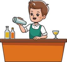 Bartender Mixing Cocktails at Bar Illustration for Beverage Design vector