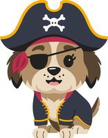 Adorable Pirate Puppy Illustration with Eyepatch and Hat for Kids vector