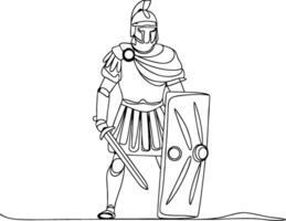 Ancient Roman Soldier with Shield and Sword Illustration vector