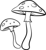 Illustration Of Two Stylized Mushrooms With Simple Line Art Design vector