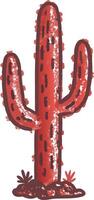 Vibrant Red Cactus Illustration Desert Botanical Art vector