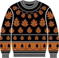 Autumn Leaf Pattern Sweater Design for Seasonal Fashion Projects vector