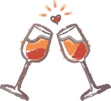 Romantic Toasting Glasses with Heart Celebration Illustration vector