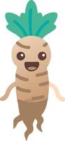 Smiling Root Vegetable Character with Green Leaves Illustration vector