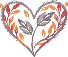Heart Shaped Foliage Art Autumn Leaves Design vector