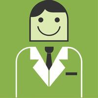 Smiling Businessman Illustration in White Suit on Green Background vector