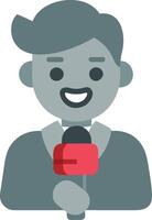 Smiling News Reporter Holding Microphone for Journalism and Communication vector