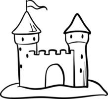 Simple Medieval Castle Outline Illustration for Kids and Educational Use vector