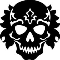Intricate Black Skull Design for Day of the Dead Art and Tattoo Use vector