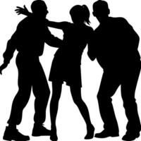 Silhouette Three People Dramatic Interaction Illustration vector
