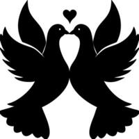Romantic Silhouette Doves with Heart Embrace Symbolizing Love and Unity vector