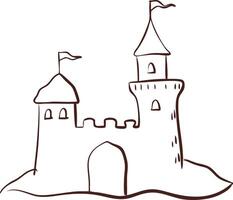 Medieval Castle Illustration with Flags and Towers Art vector