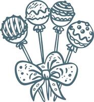 Decorative Cake Pops Illustration with Ribbon Dessert Art vector