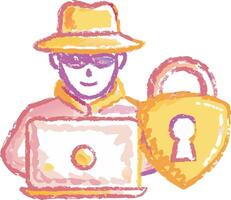 Cybersecurity Hacker with Laptop and Lock Shield Illustration vector
