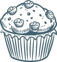 Hand Drawn Blueberry Muffin Illustration for Bakery Designs vector