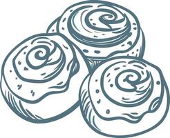 Delicious Cinnamon Roll Trio Artwork for Bakery and Dessert Themes vector