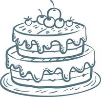 Delicious Two Tier Cake with Icing and Cherries Illustration vector