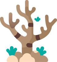 Desert Tree Cactus Silhouette in Minimalist Art Style vector