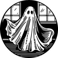 Ghostly Figure in Haunted House Illustration for Halloween Decoration vector