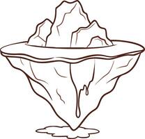 Floating Island with Jagged Peaks and Melting Ice in Minimalist Art vector