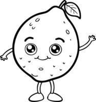 Cute Smiling Lemon Character for Kids Illustrations and Coloring Activities vector