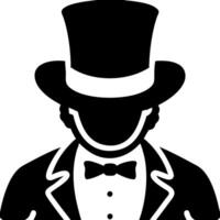 Elegant Gentleman Silhouette Wearing Top Hat and Tuxedo Illustration vector